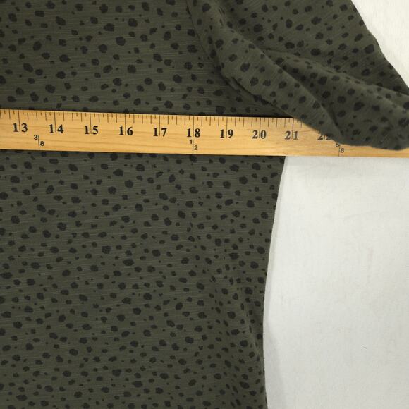 Democracy T Shirt Womens L Green Black Patterned Puff Short Sleeve Sleeve Tee - Picture 4 of 7